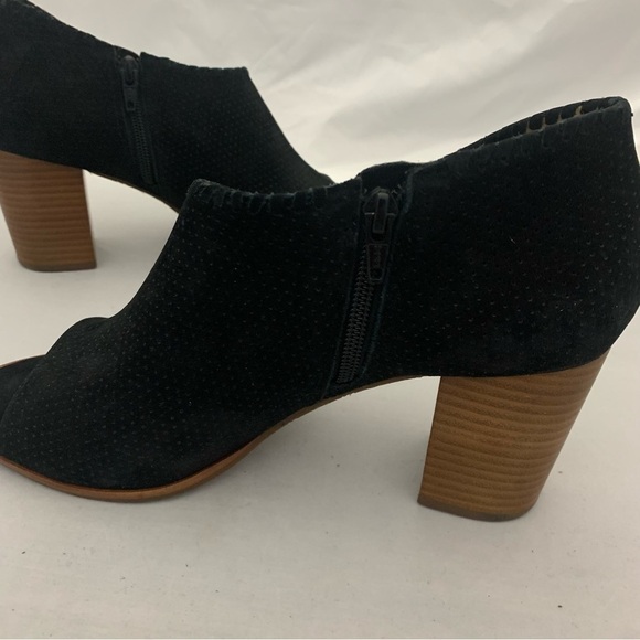 Jack Rogers Black Peep Toe Heeled Suede Side Zip Booties - Picture 7 of 14